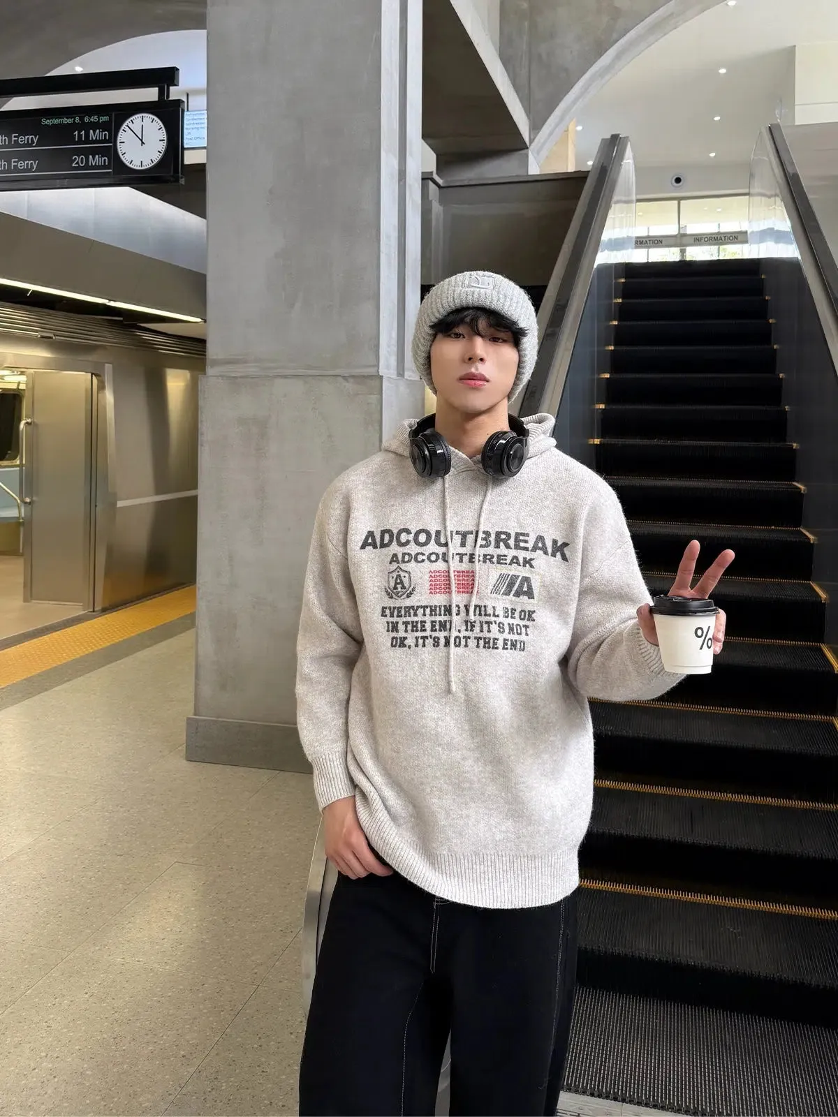 Text Print Cozy Knitwear Sweater