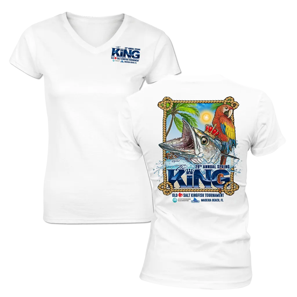 The KING - Spring 2021 - Ladies Short Sleeve V-Neck Shirt - White