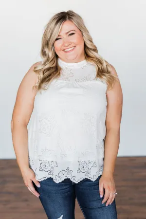 True To My Word Lace Tank Top- Off White