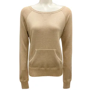 Vionnet Gold Shimmer Long Sleeved Roundneck Wool Knit Sweater