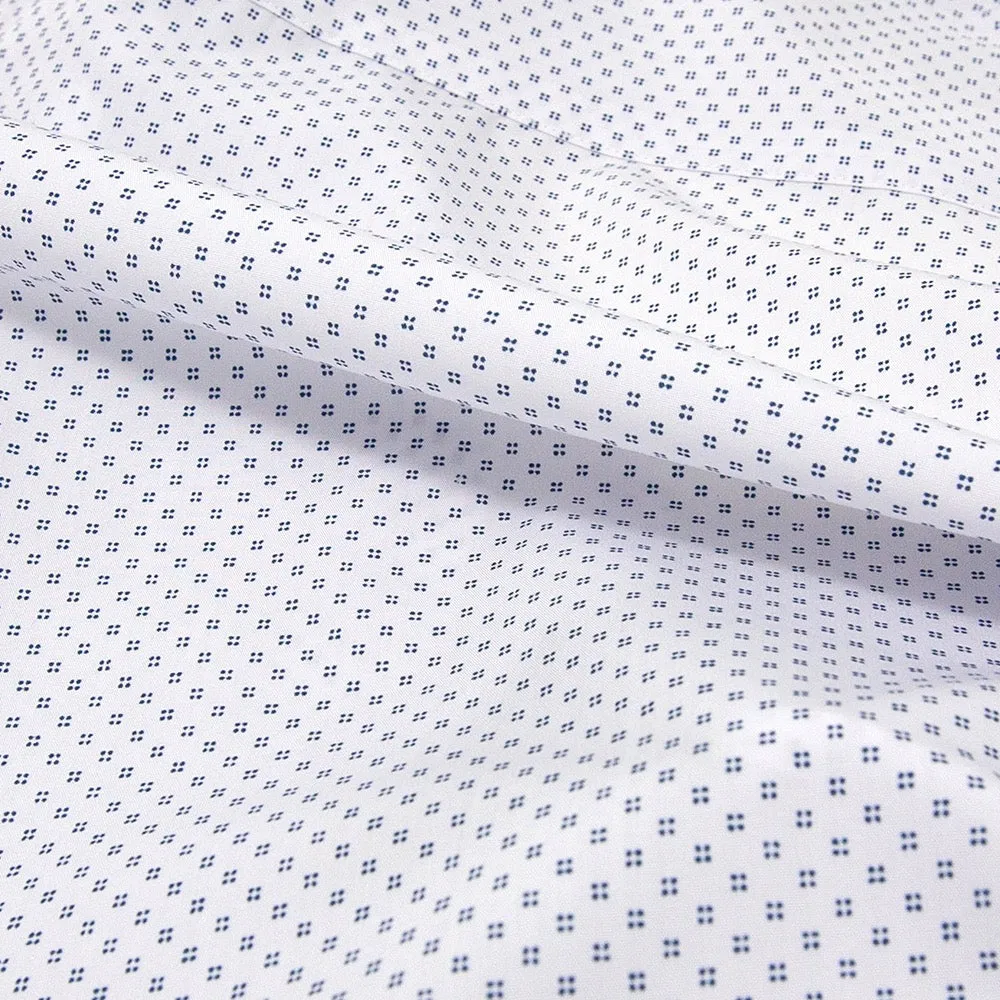 White Patterned Button Up Short Sleeve Shirt | The Jasmine