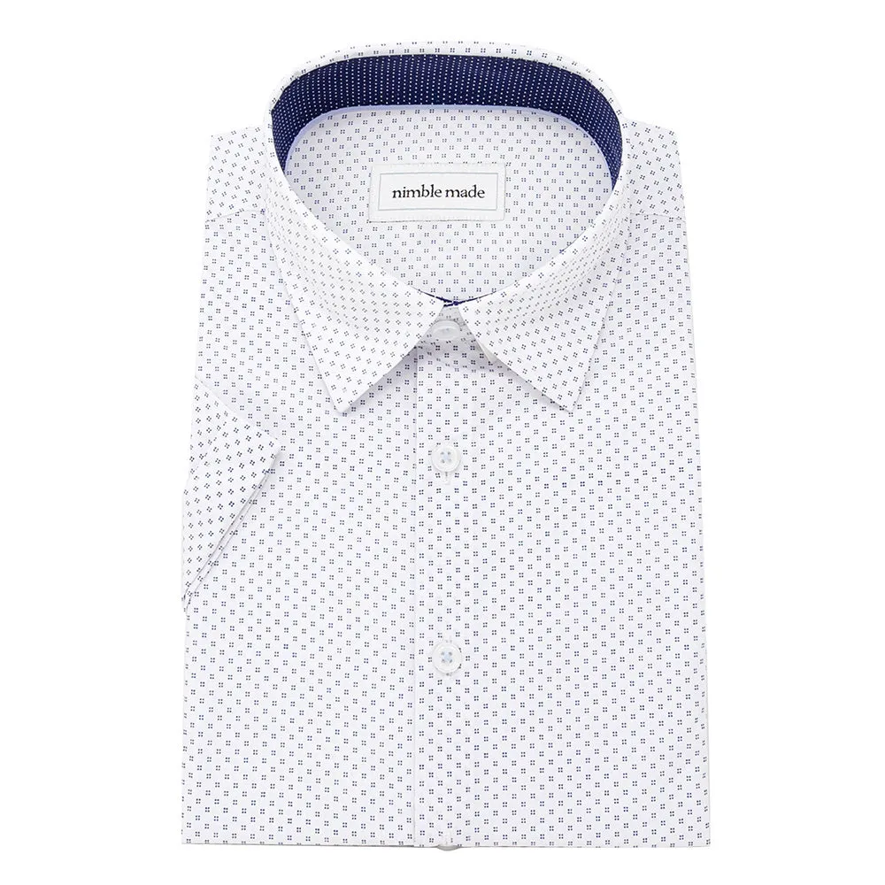White Patterned Button Up Short Sleeve Shirt | The Jasmine