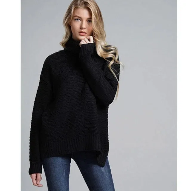 Winter Sweater Knitwear Women's Turtleneck Sweater Pullover Turtle Neck