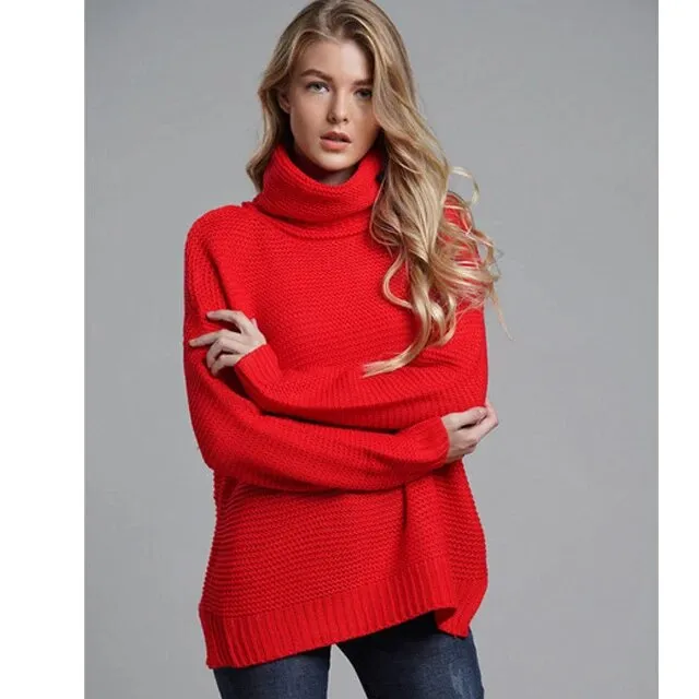Winter Sweater Knitwear Women's Turtleneck Sweater Pullover Turtle Neck