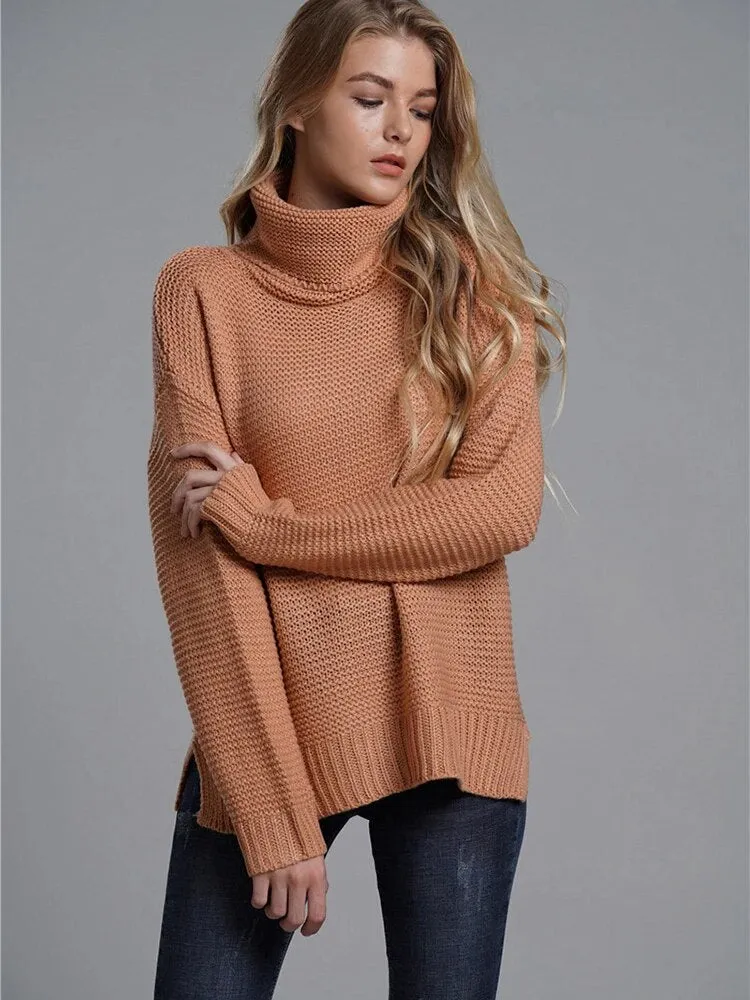 Winter Sweater Knitwear Women's Turtleneck Sweater Pullover Turtle Neck