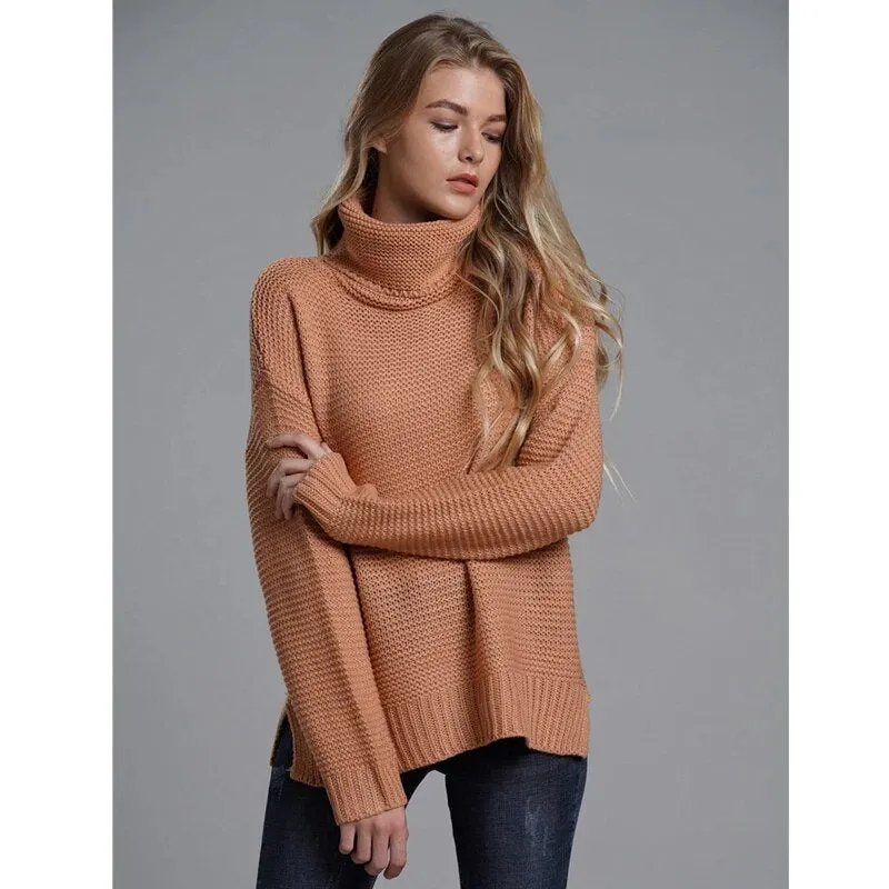 Winter Sweater Knitwear Women's Turtleneck Sweater Pullover Turtle Neck