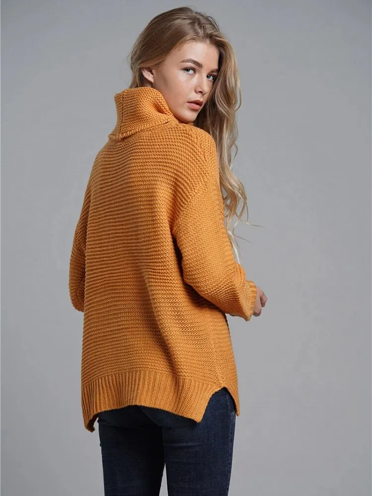 Winter Sweater Knitwear Women's Turtleneck Sweater Pullover Turtle Neck