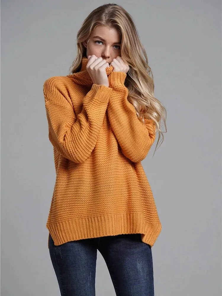 Winter Sweater Knitwear Women's Turtleneck Sweater Pullover Turtle Neck