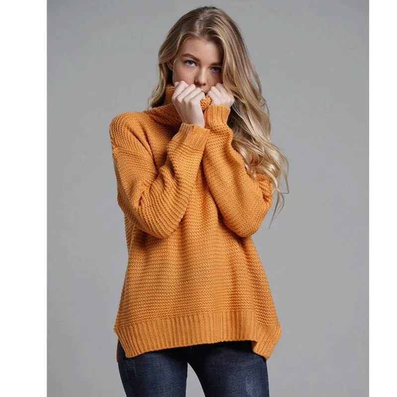 Winter Sweater Knitwear Women's Turtleneck Sweater Pullover Turtle Neck