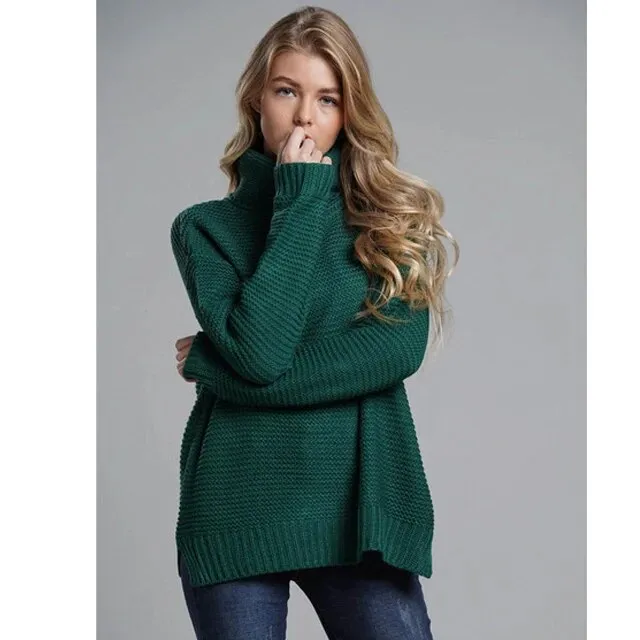 Winter Sweater Knitwear Women's Turtleneck Sweater Pullover Turtle Neck