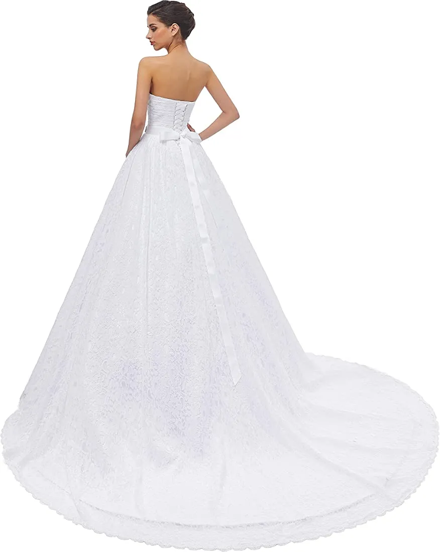 Women's Ball Gown Lace Bridal Wedding Dresses
