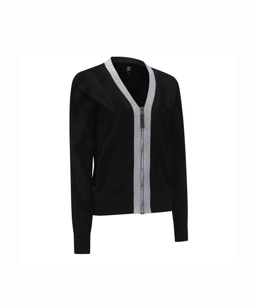 Women's Big Logo Intarsia Zip-Up Cardigan - Black