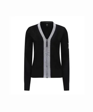 Women's Big Logo Intarsia Zip-Up Cardigan - Black