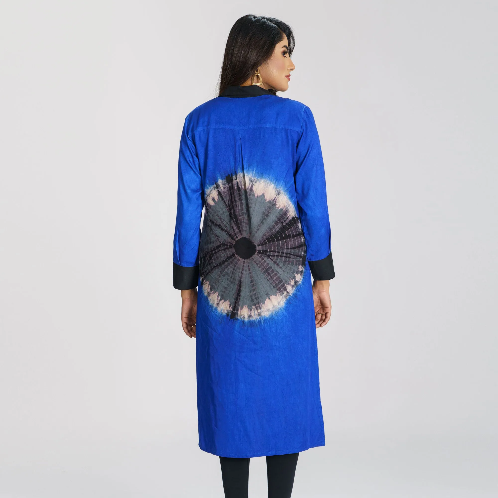 Womens Blue Tie-Dye Kurti