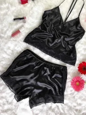 Women's Casual Lace Black Babydoll