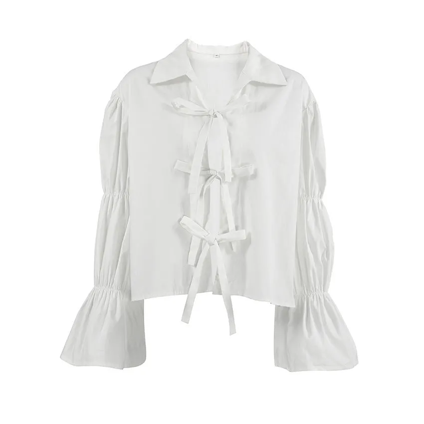 Women's Cotton Design Lace-up Shirt