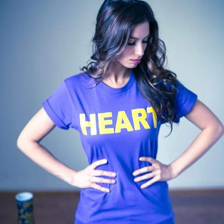 Women's - Heart Purple and Gold Crew Neck T-Shirt