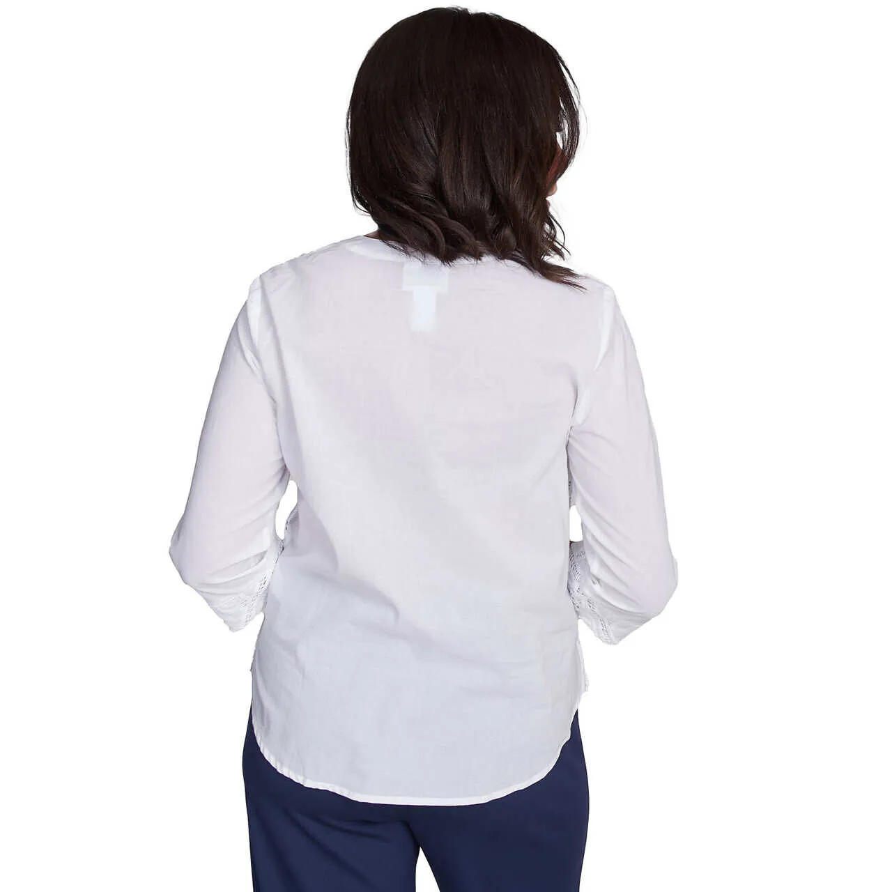 Women's Lace Scroll Solid Henley Top - 89443