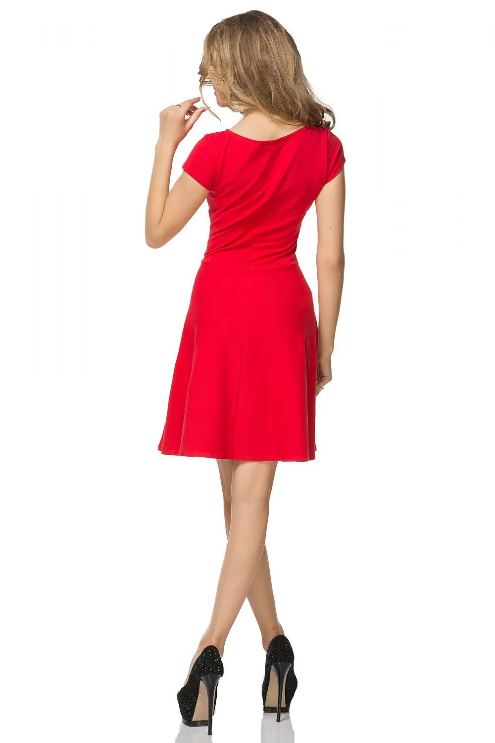 Women’s Red Sleeveless Fit & Flare Cocktail Dress – Elegant A-Line Evening Style