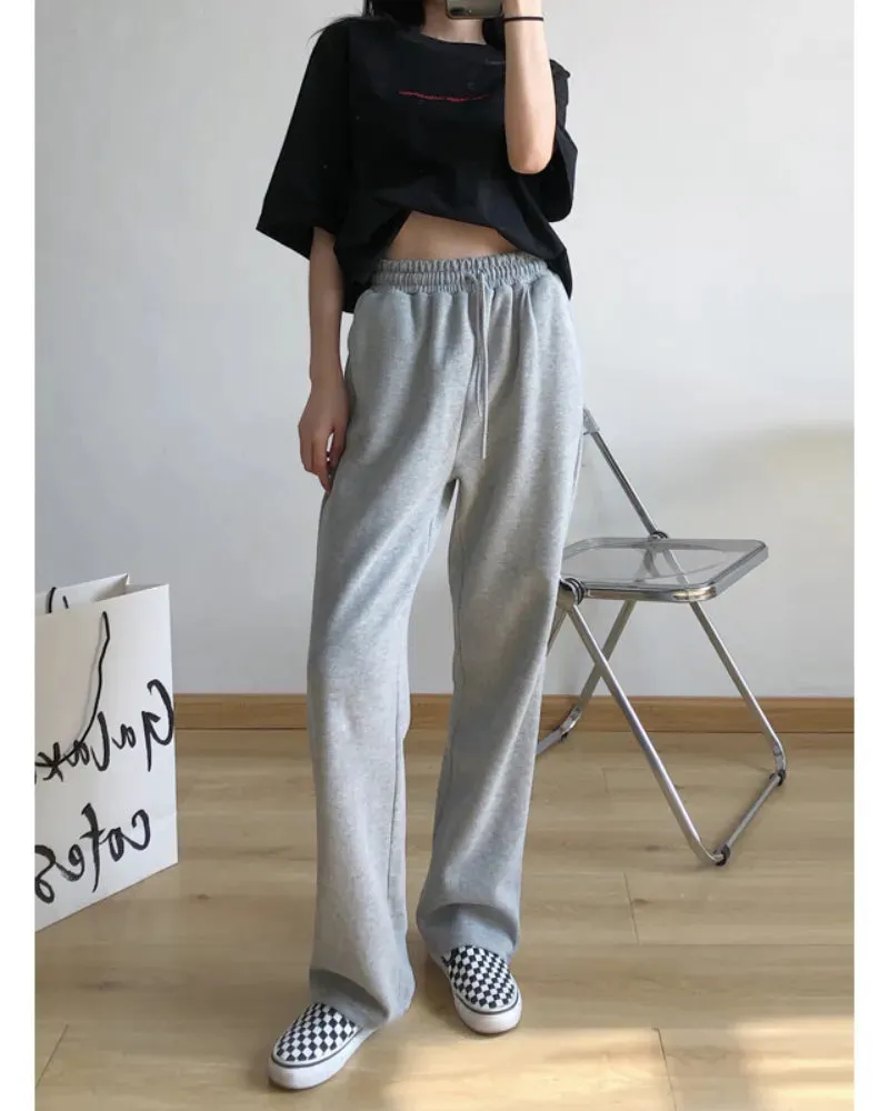 Women's Straight Wide Leg Sweatpants Casual Pants High Waist Mopping Sport Pants