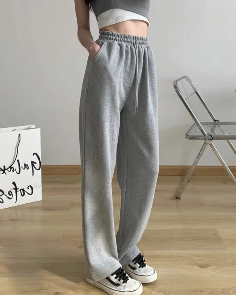 Women's Straight Wide Leg Sweatpants Casual Pants High Waist Mopping Sport Pants
