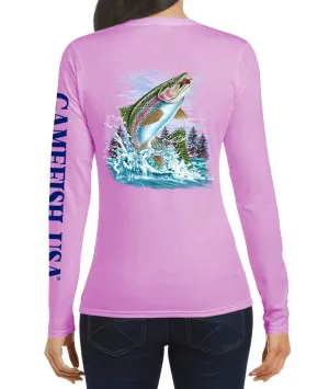 Women's UPF 50 Lightweight Microfiber Moisture Wicking Performance Fishing Shirt Trout