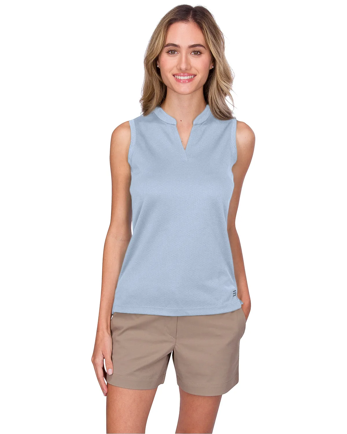 Women's Waffle-Textured Collarless Golf Polo