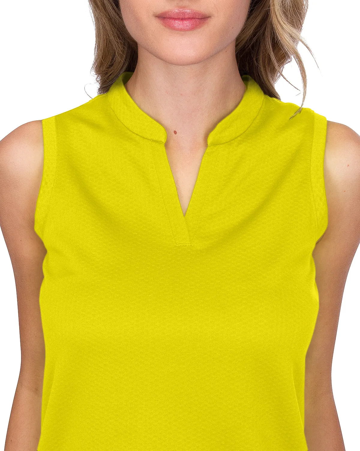 Women's Waffle-Textured Collarless Golf Polo
