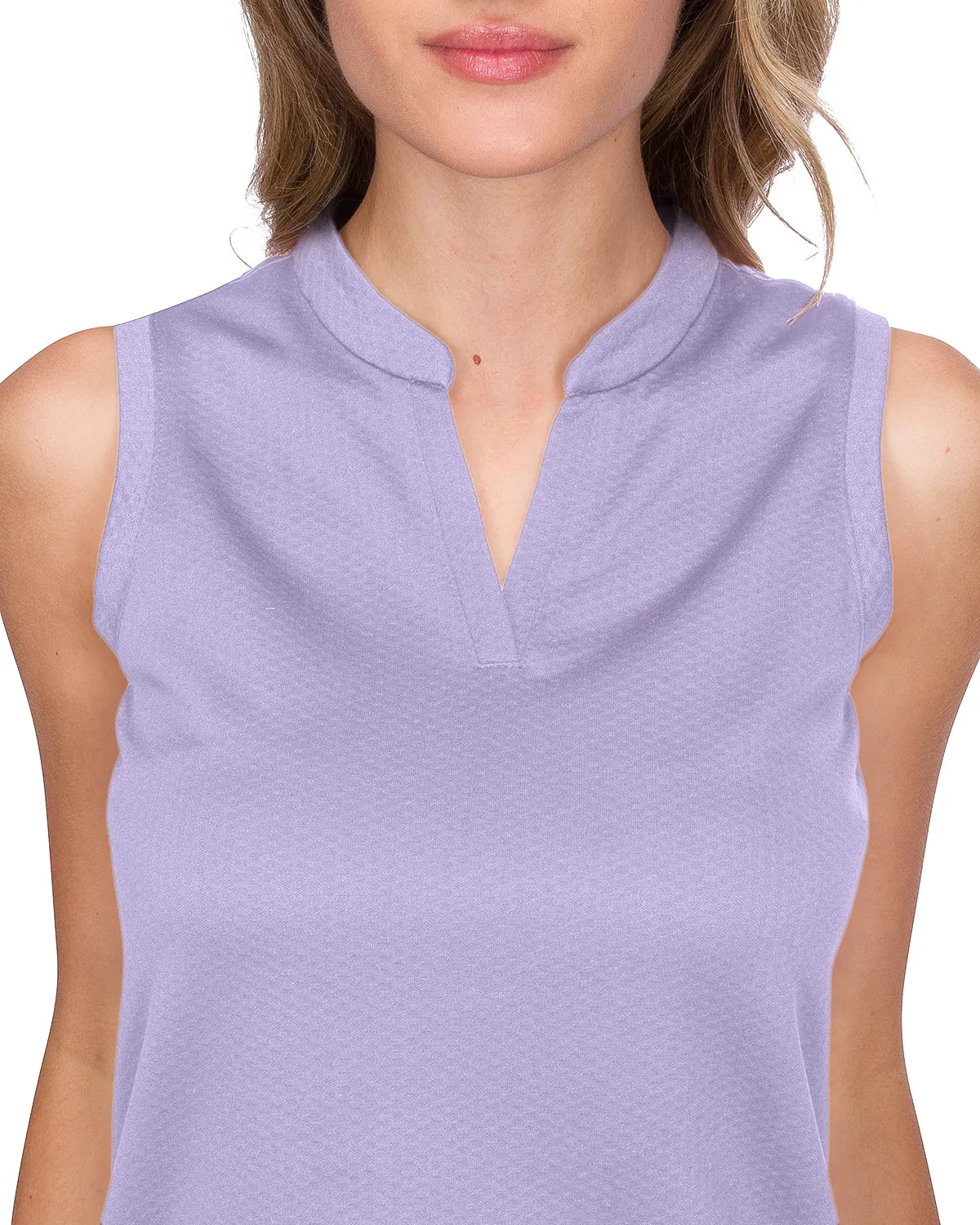 Women's Waffle-Textured Collarless Golf Polo