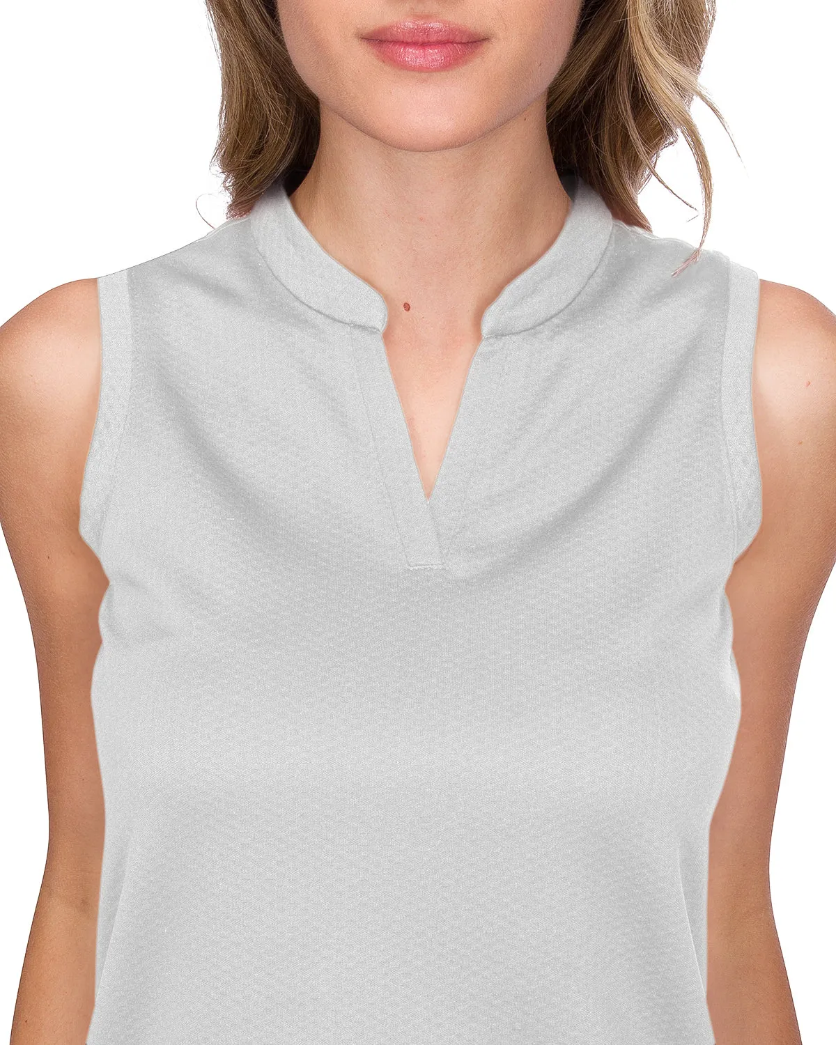 Women's Waffle-Textured Collarless Golf Polo