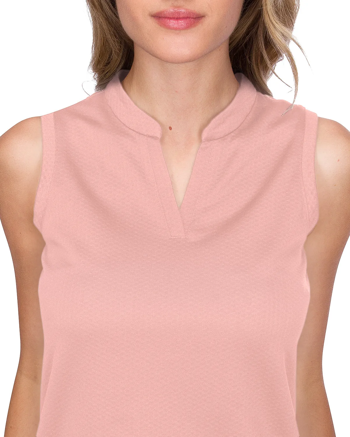 Women's Waffle-Textured Collarless Golf Polo