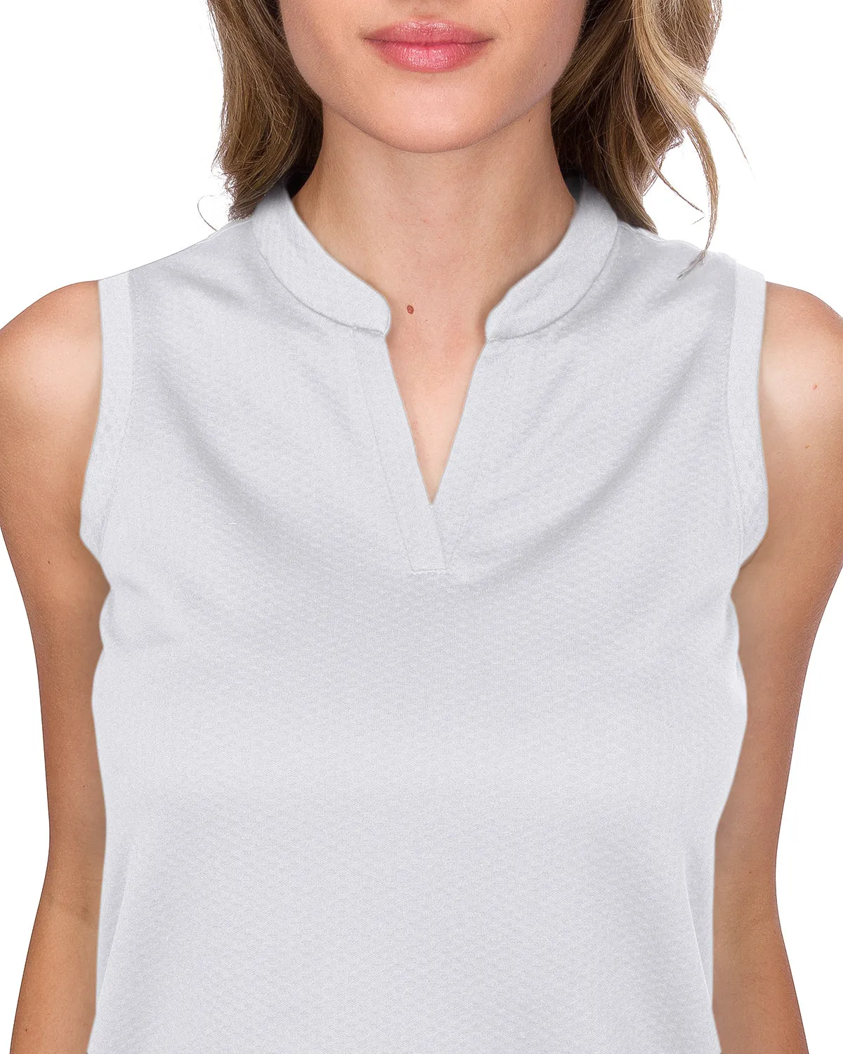 Women's Waffle-Textured Collarless Golf Polo