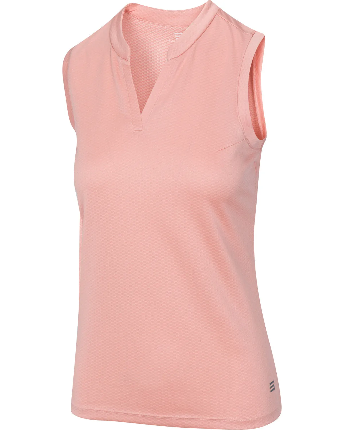 Women's Waffle-Textured Collarless Golf Polo