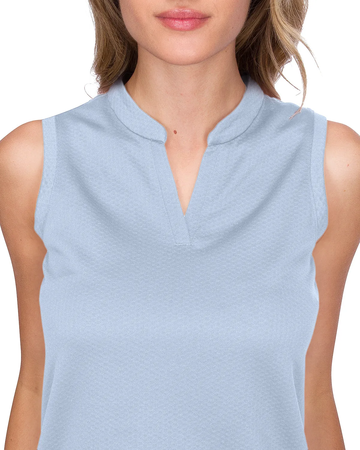 Women's Waffle-Textured Collarless Golf Polo