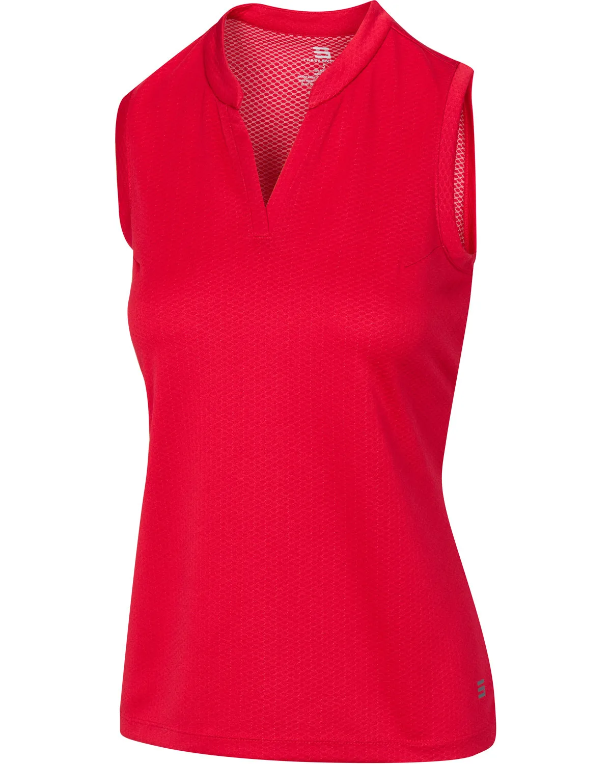 Women's Waffle-Textured Collarless Golf Polo