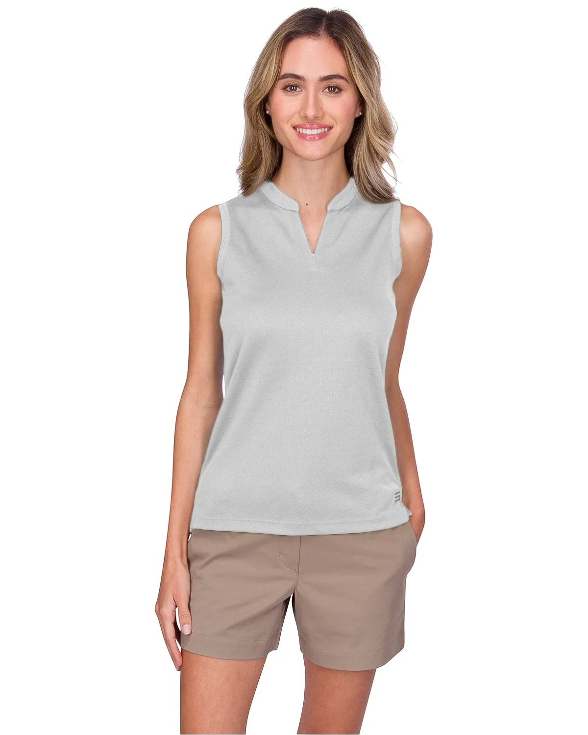 Women's Waffle-Textured Collarless Golf Polo