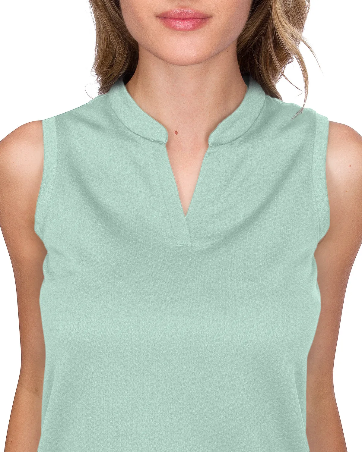 Women's Waffle-Textured Collarless Golf Polo