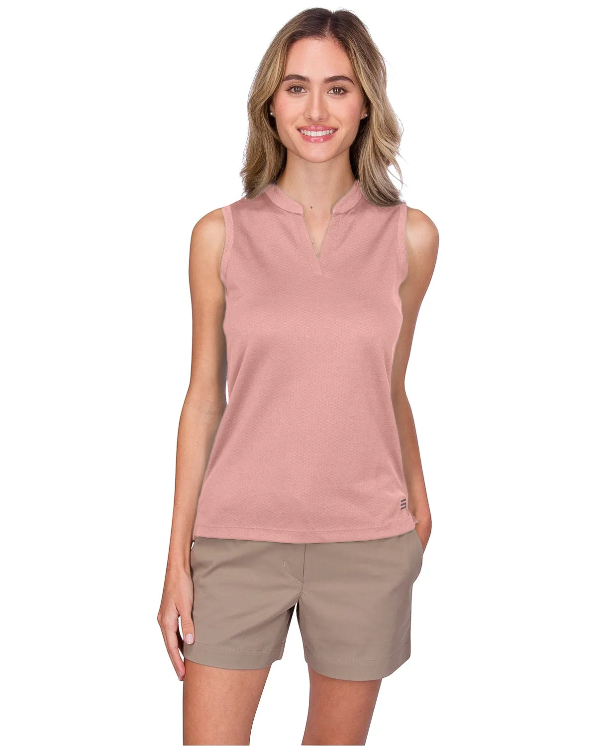 Women's Waffle-Textured Collarless Golf Polo