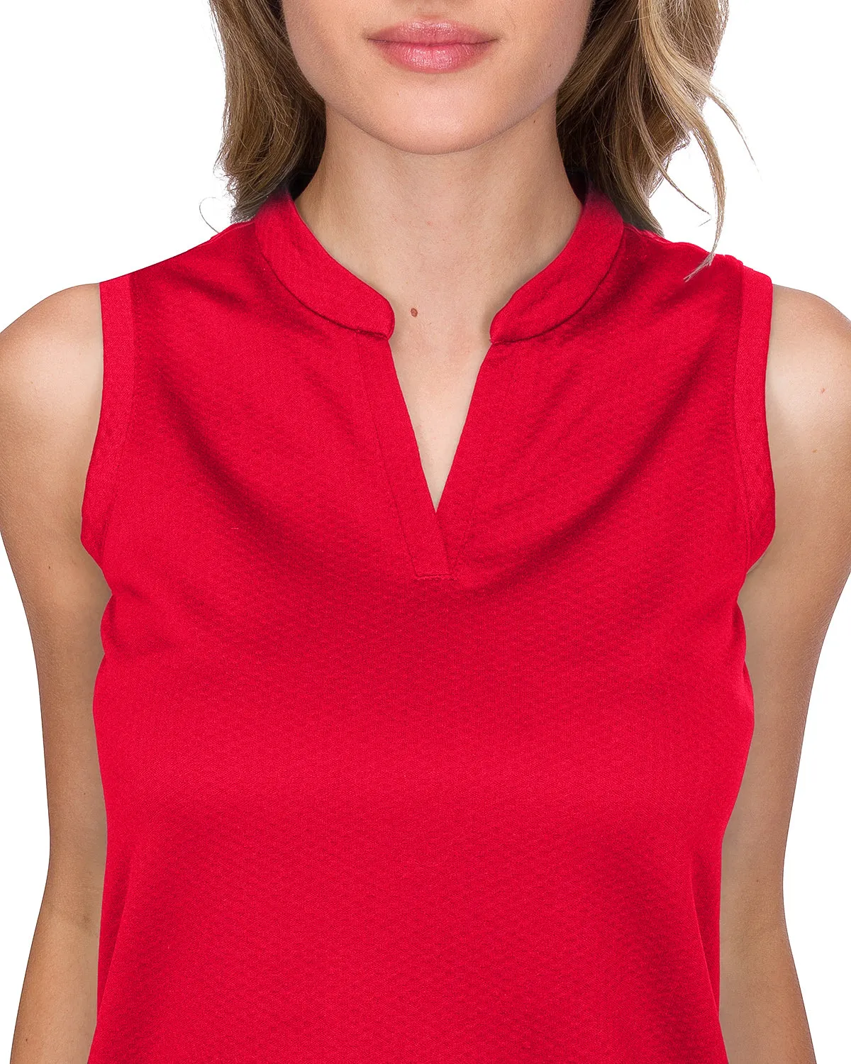 Women's Waffle-Textured Collarless Golf Polo