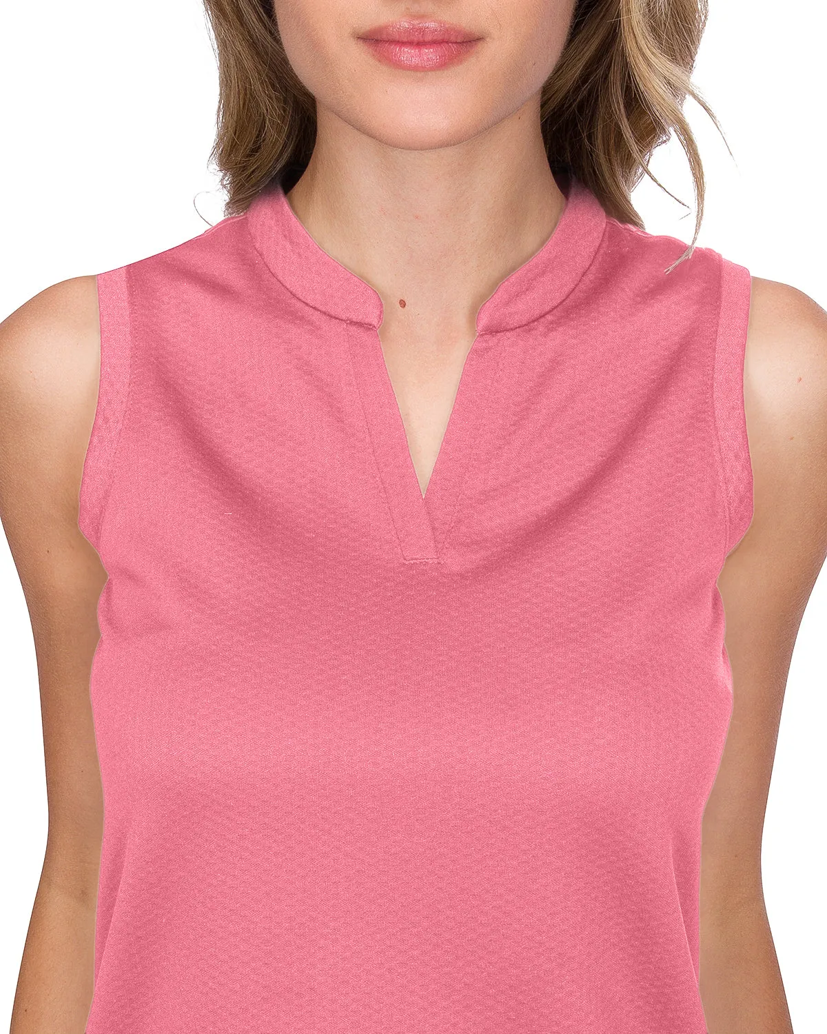 Women's Waffle-Textured Collarless Golf Polo