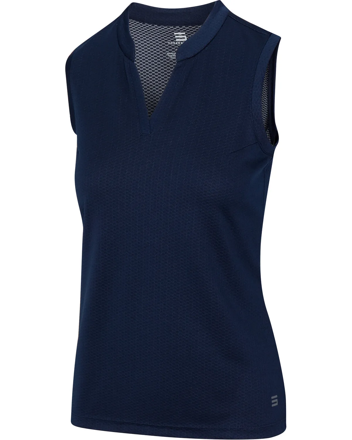 Women's Waffle-Textured Collarless Golf Polo
