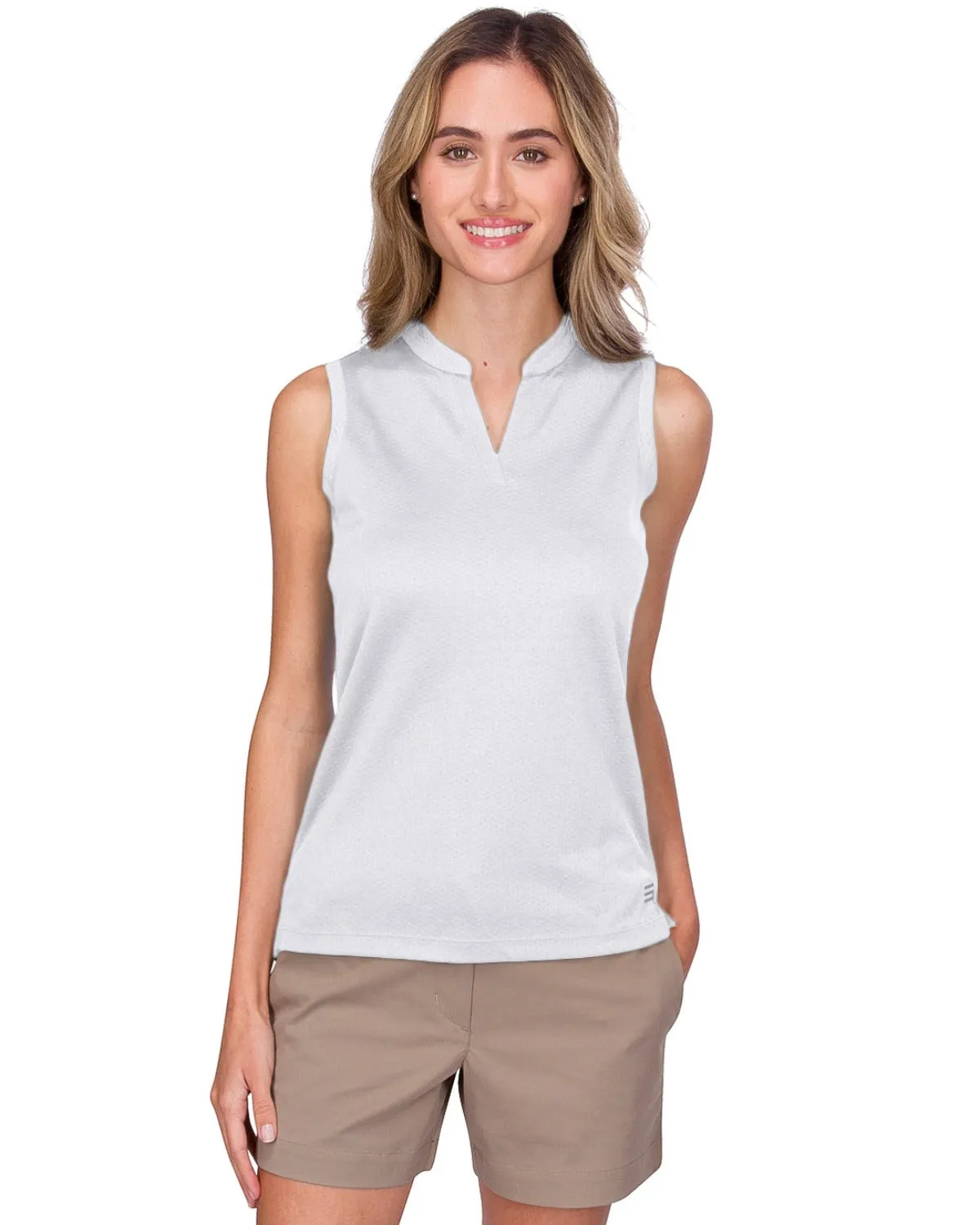 Women's Waffle-Textured Collarless Golf Polo