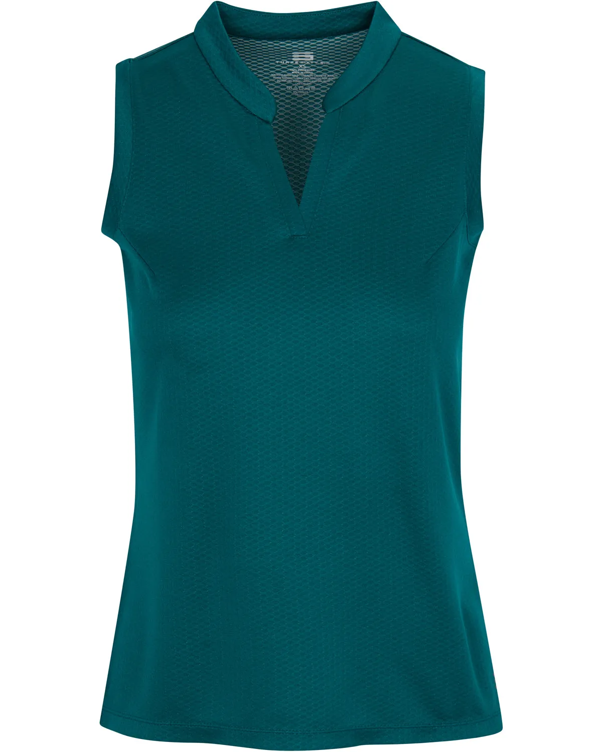 Women's Waffle-Textured Collarless Golf Polo