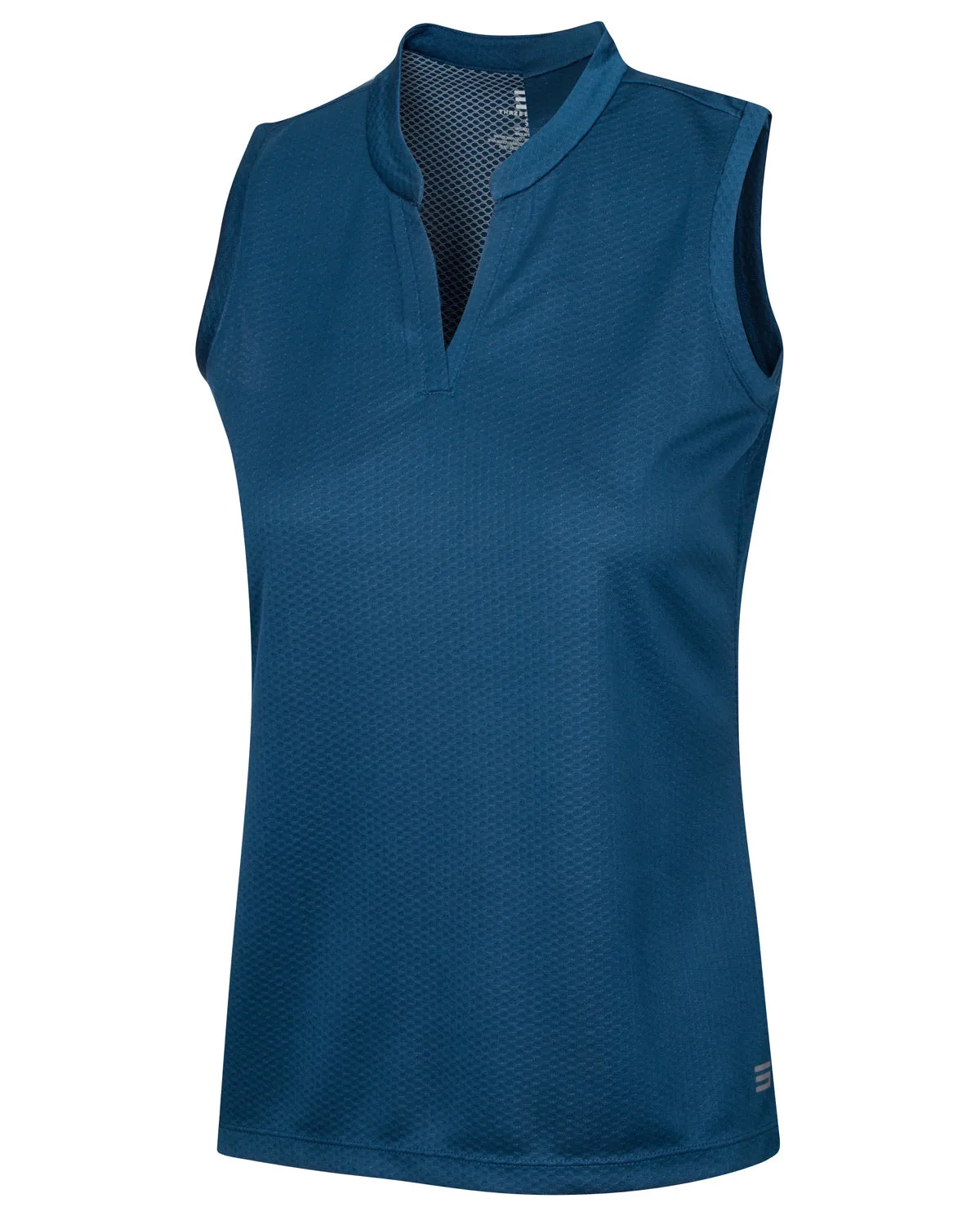 Women's Waffle-Textured Collarless Golf Polo
