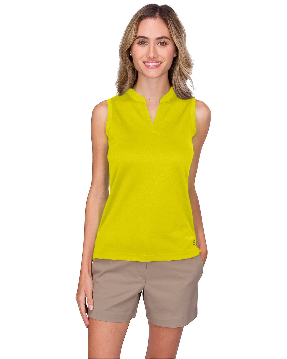 Women's Waffle-Textured Collarless Golf Polo