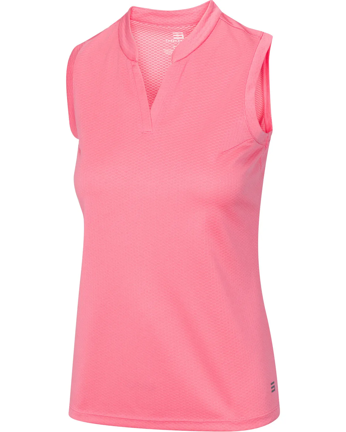 Women's Waffle-Textured Collarless Golf Polo