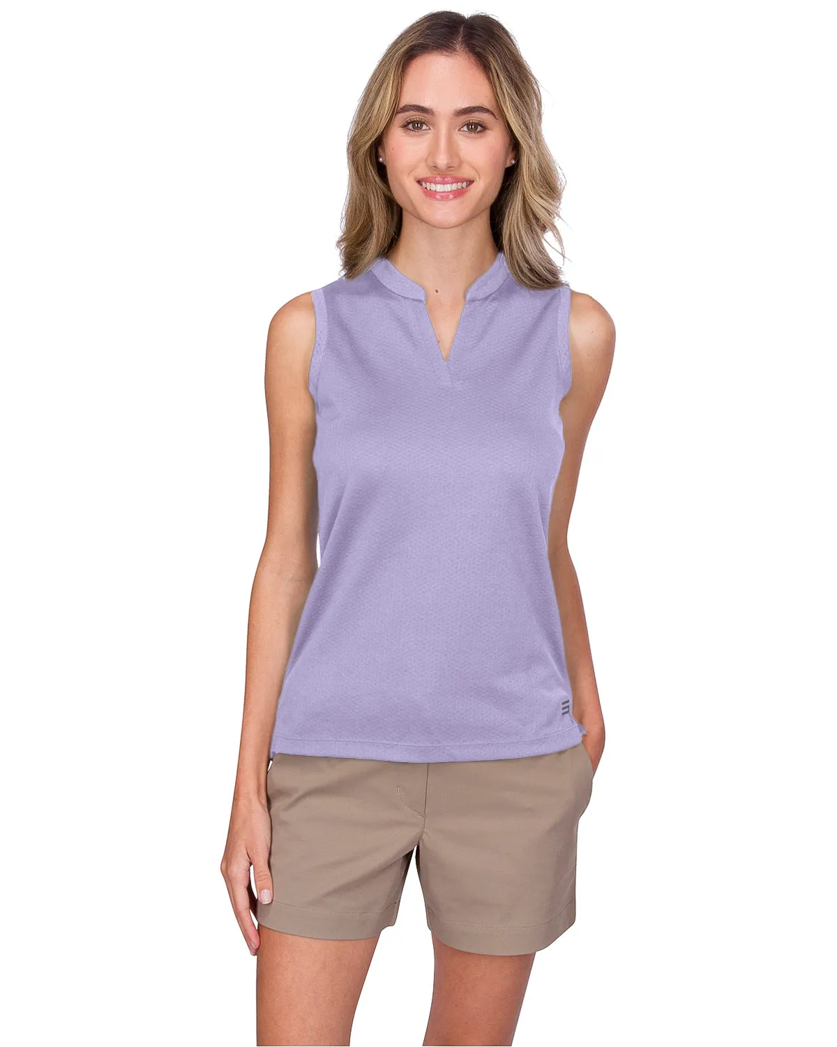Women's Waffle-Textured Collarless Golf Polo