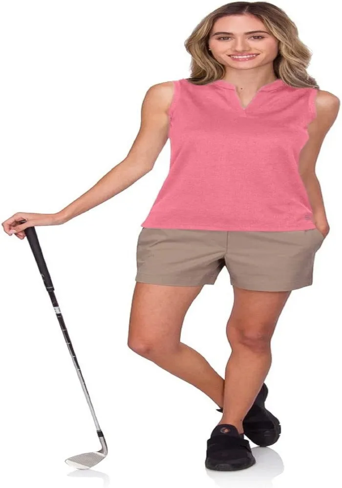 Women's Waffle-Textured Collarless Golf Polo