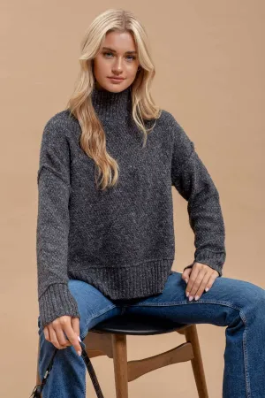 WOOL BLEND TURTLENECK LONG SLEEVE SWEATER