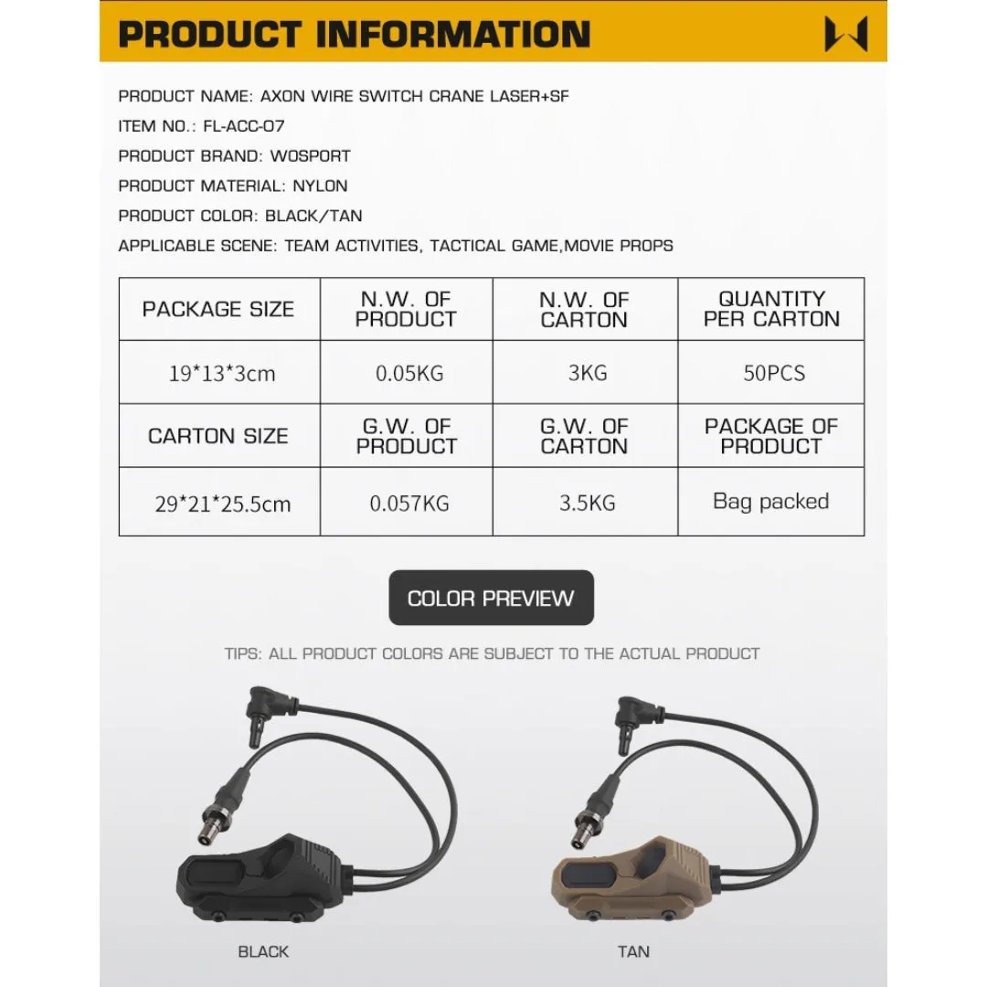 WST Dual Switch - AXON, CRANE PLUG and SF Connectors - Tan